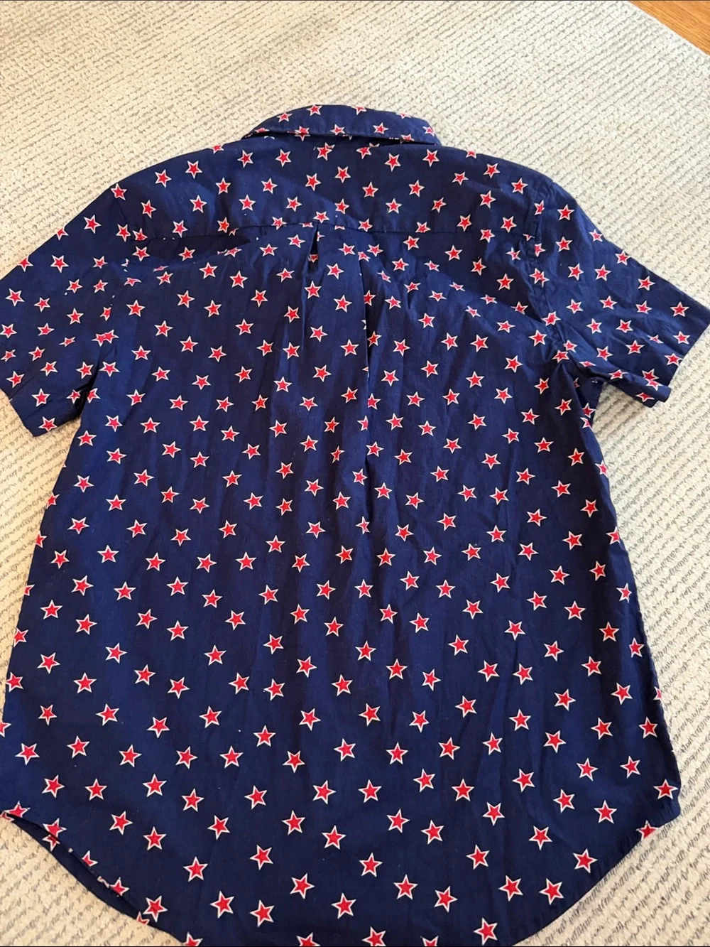 NWT Crew cut boys size 10 Navy Star-Print Button-Up Shirt